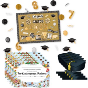 Pre-K Graduation Party Kit, Classroom Décor, Graduation Crowns & Diplomas