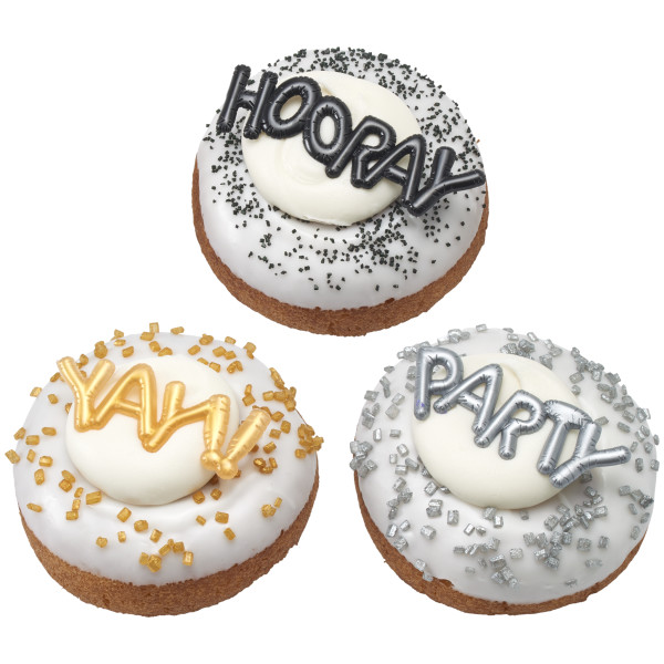 Mini Metallic Balloon Words Cupcake Layon