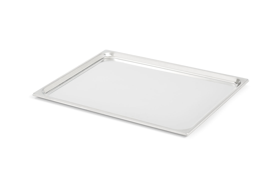 Double-wide stainless steel steam table tray