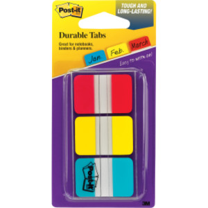 Tabs, 1" Solid, Red, Yellow, Blue, 22 Tabs/Color, 66/Dispenser