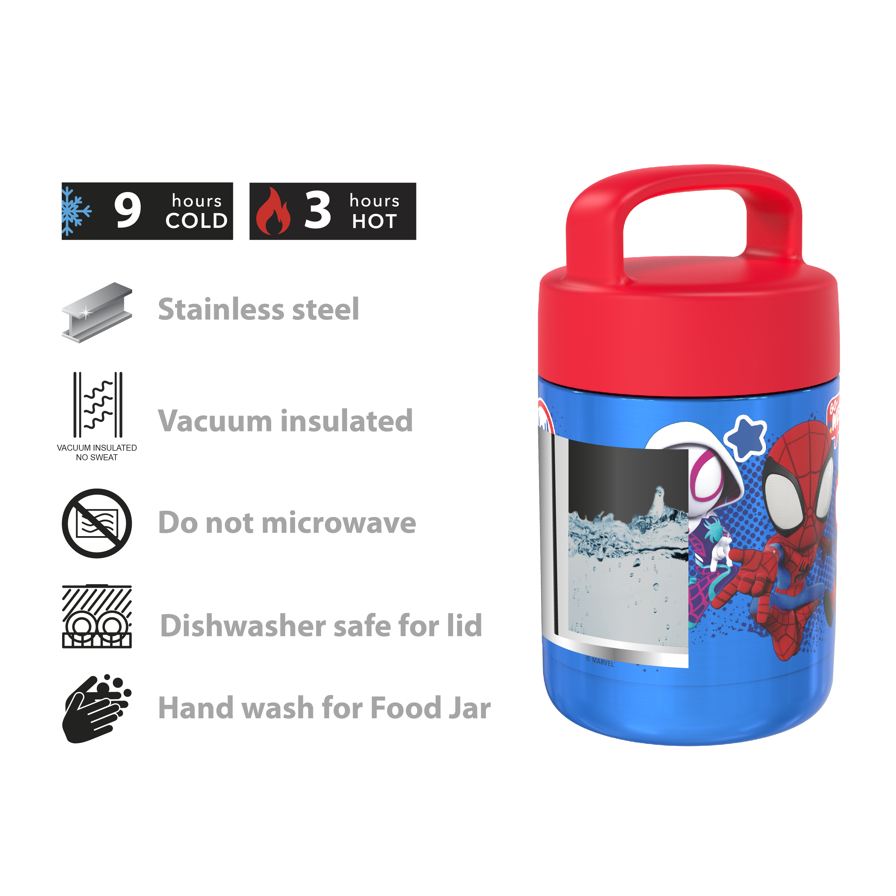 Spider-Man and His Amazing Friends Reusable Vacuum Insulated Stainless Steel Food Container, Spider-Friends slideshow image 9