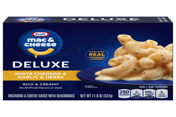 Kraft Deluxe White Cheddar & Garlic & Herbs Macaroni & Cheese Dinner ...