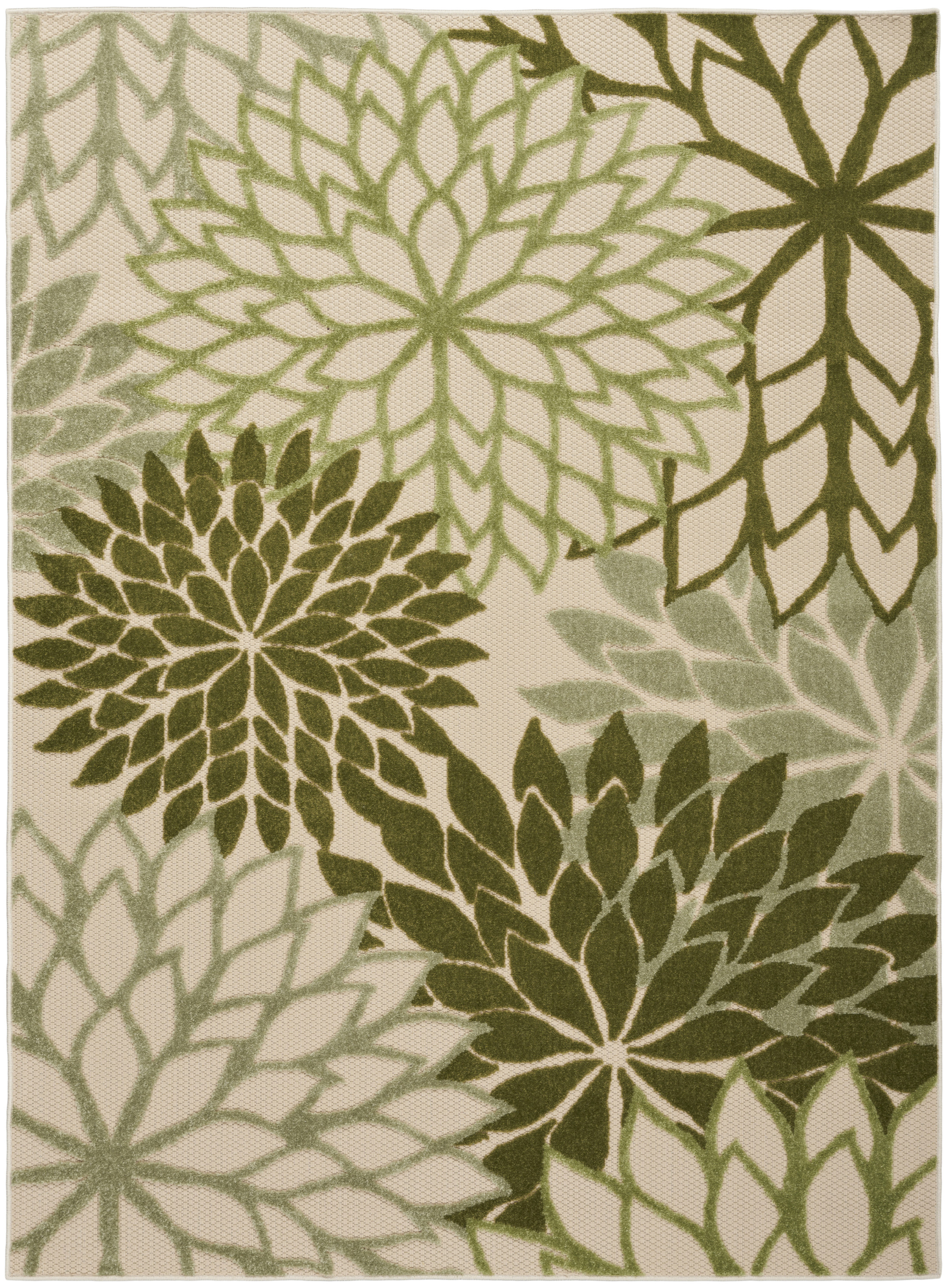 Nourison Aloha 6' x 9' Ivory Green Tropical Rug