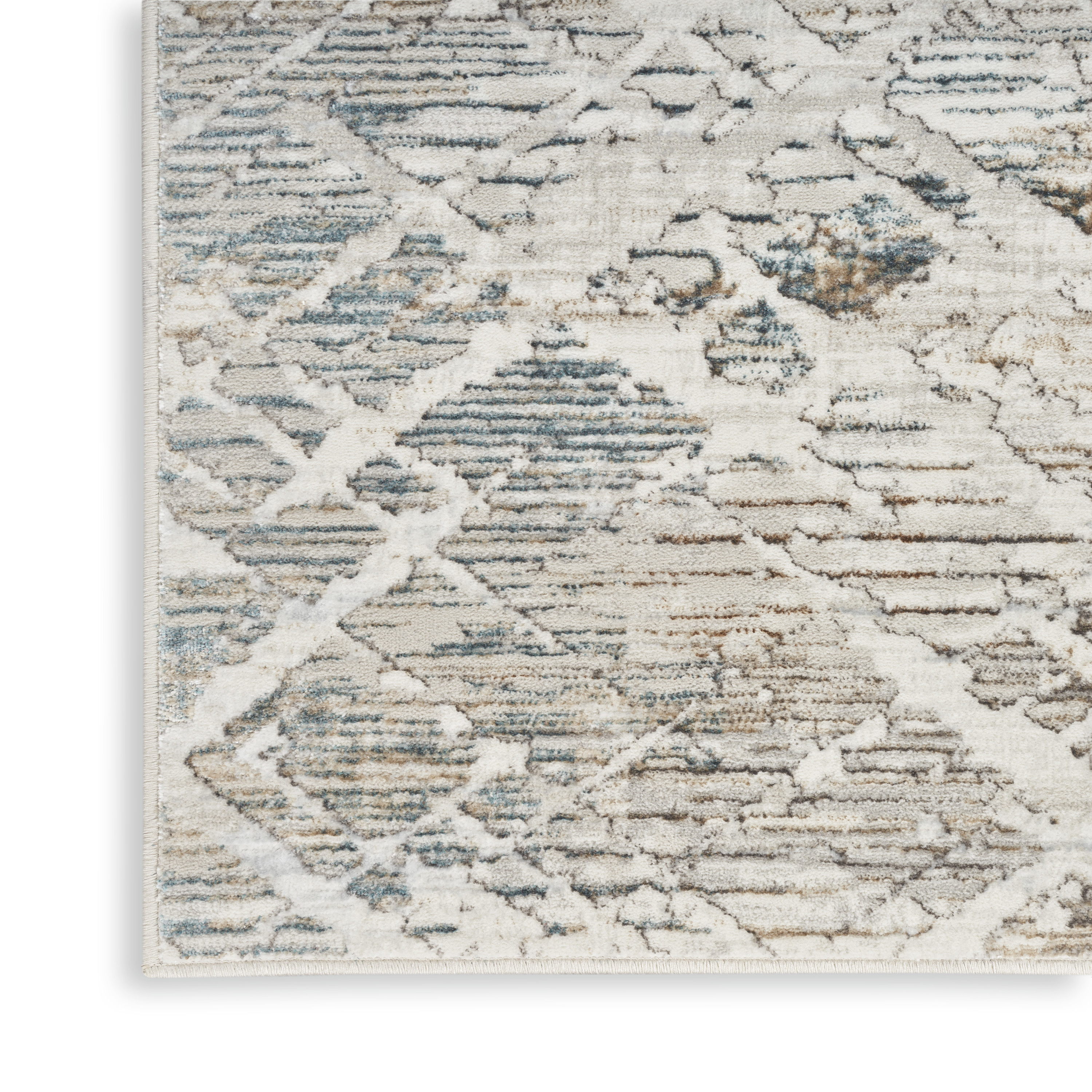Nourison Glitz 2'3" x 7'6" Grey Multicolor Modern Indoor Rug