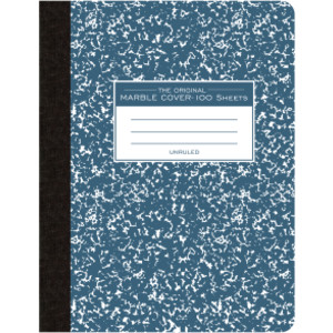 Composition Book, Unruled, 100 Sheets, 9.75" x 7.5", Blue Marble