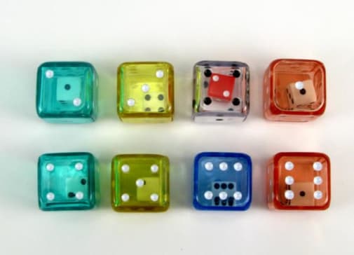 Double Dice in a tube - A Die within a Die (Assorted 8 Piece Set - 19mm)