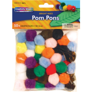 Pom Pons, Bright Hues, 1", 50 Pieces