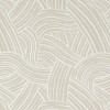 Beige and white striped woven-pattern wallpaper covering the entire surface; undulating, overlapping ribbon-like bands form a textured wave motif in a well-lit, neutral interior wall.
