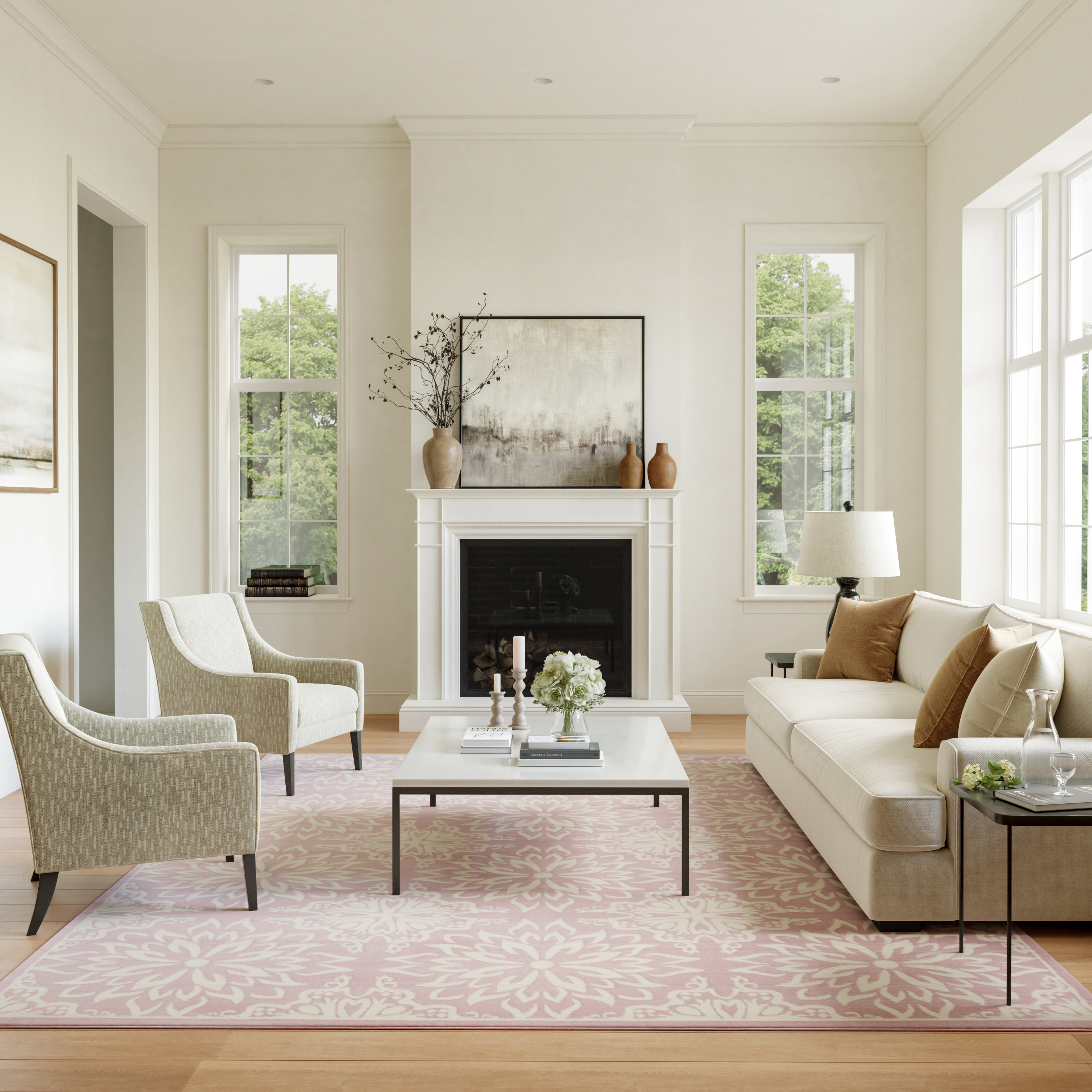 Nourison Jubilant 7'10" x 9'10" Ivory Pink Farmhouse Indoor Rug
