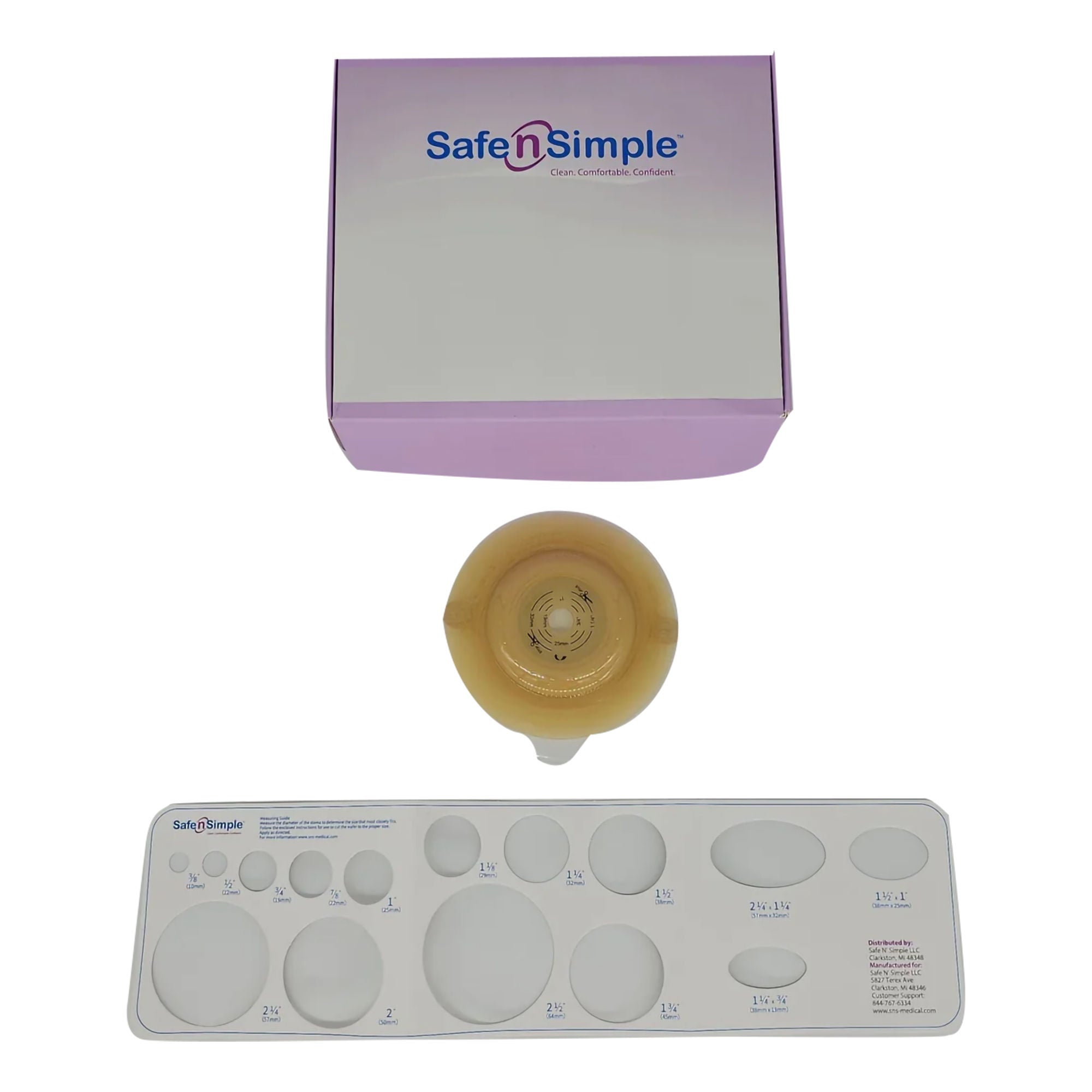 Safe N Simple WAFER, OSTOMY CONVEX 2PC RND STD WHT 57MM 2 1/4" (5/BX)