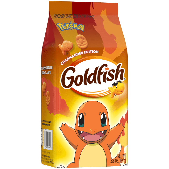 Goldfish® Pokémon Charmander Cheddar Cheese Baked Snack Crackers, 6.6 oz, bag - Left Angle Image