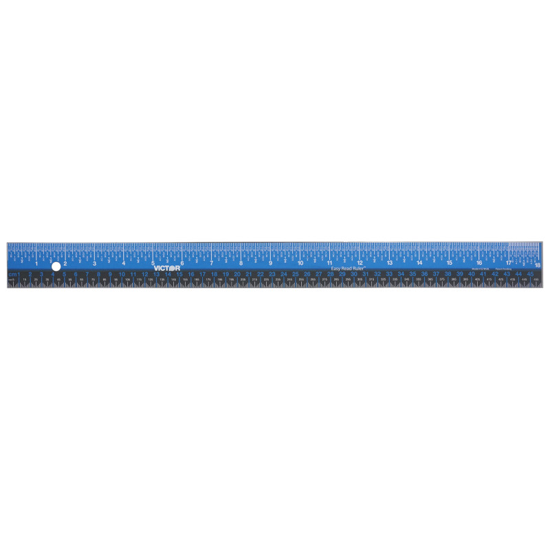 Easy Read™ Ruler, Stainless Steel, Blue/Black, 18"