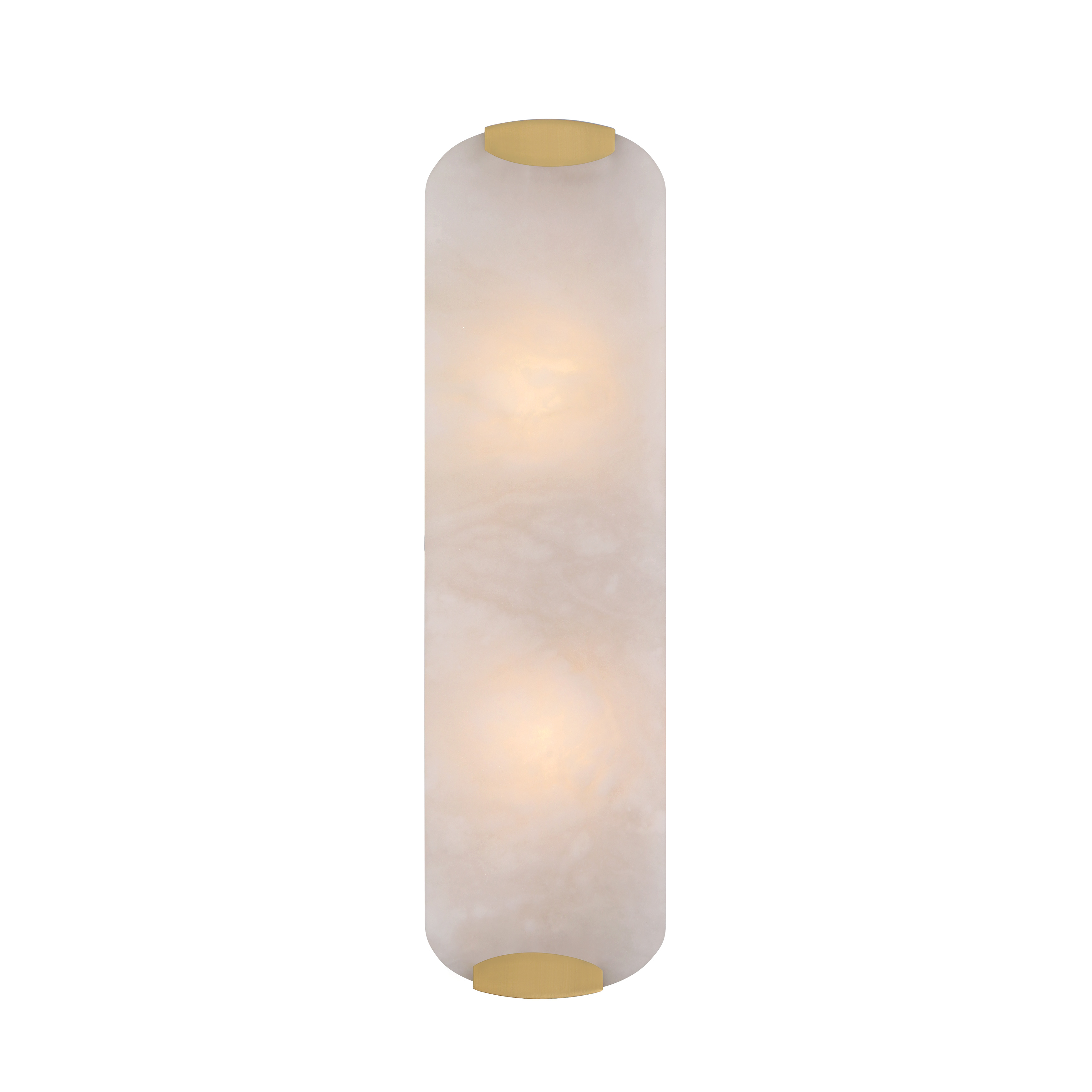 The Glowstone wall sconce combines warm Legacy Brass with natural alabaster stone for a sophisticated, accessible lighting solution. Its compact 18" profile and ADA compliance make it ideal for bathrooms and hallways. - alternate view