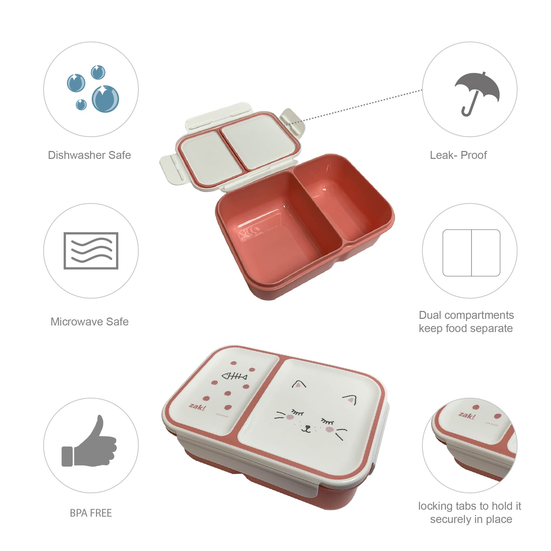 Soft Lines Dual-compartment Reusable Bento Box, Kitties slideshow image 5 Soft Lines Dual-compartment Reusable Bento Box, Kitties slideshow image 5