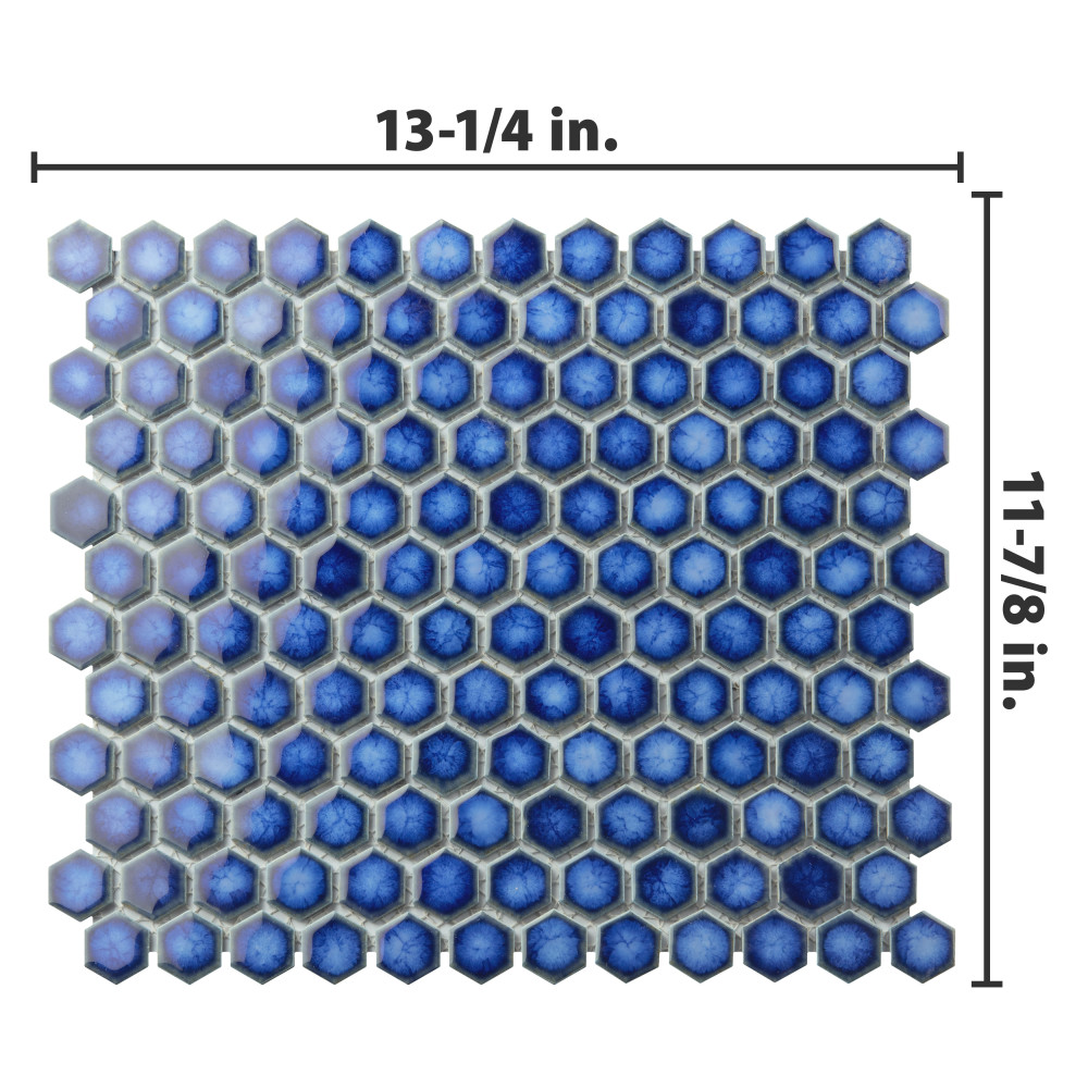 Hudson 1″ Hex Sapphire 11-7/8 in. x 13-1/4 in. Porcelain Mosaic Tile