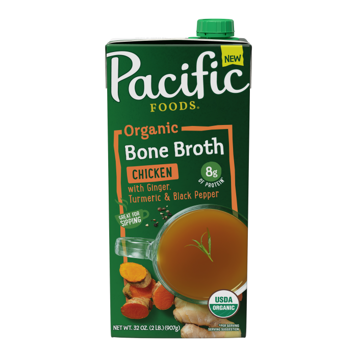 Pacific Foods Organic Chicken Bone Broth with Ginger, Turmeric & Black Pepper — product image