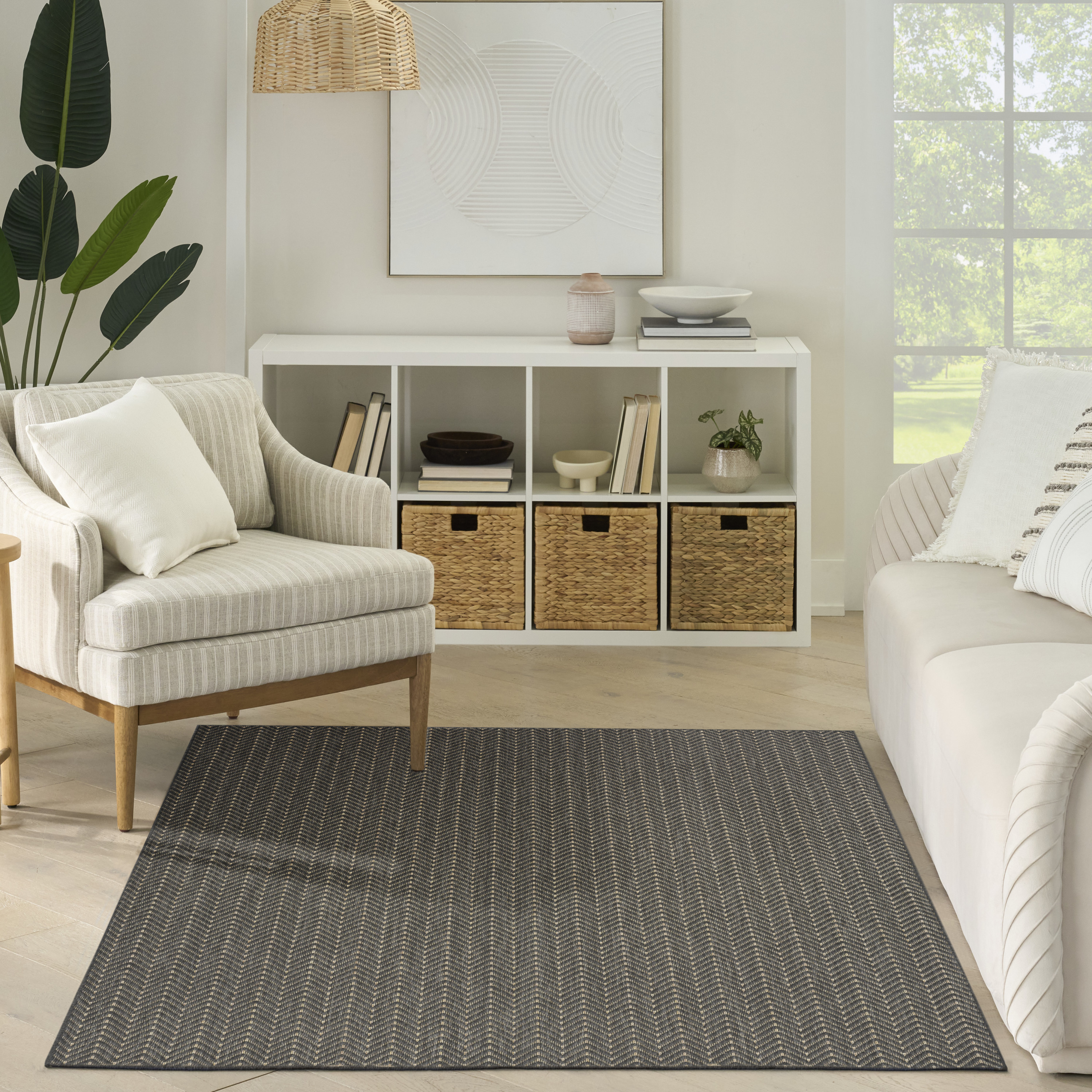 Nourison Horizon Indoor/Outdoor 6' x 9' Charcoal Modern Rug