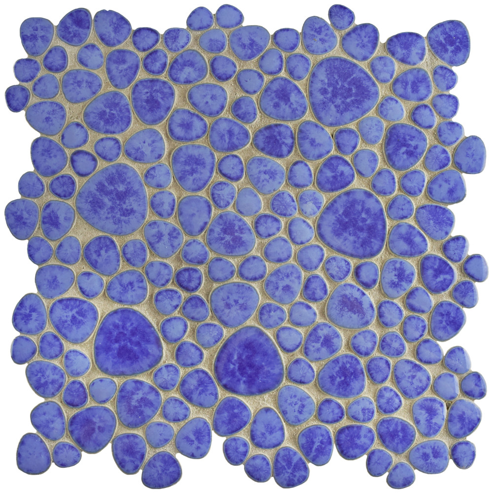 Pebble Blue Cloud 10-3/4 in. x 10-7/8 in. Porcelain Mosaic Tile