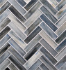 Haisen Steel 1×4 Herringbone Mosaic Silk