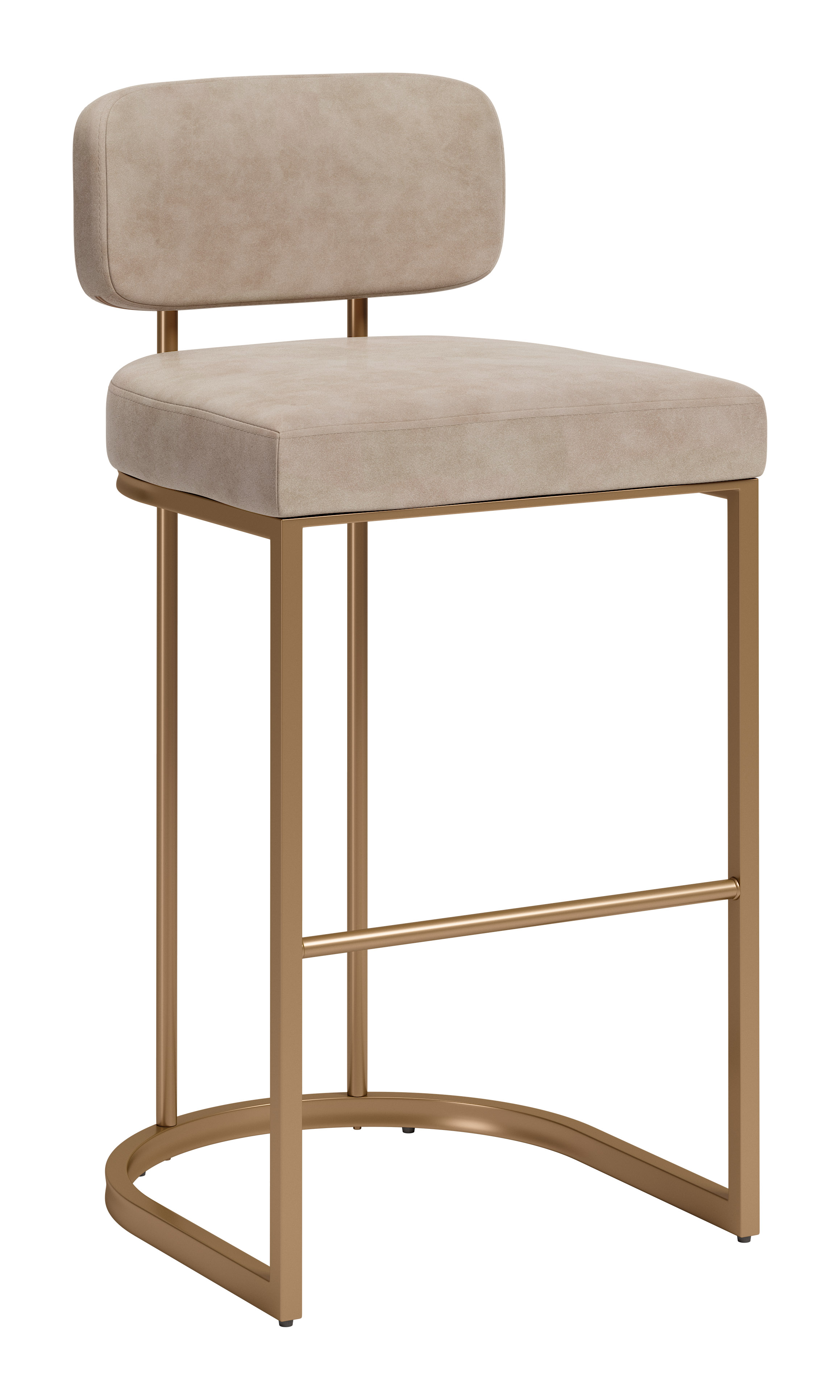 Velar Barstool (Set of 2) Beige & Bronze product image