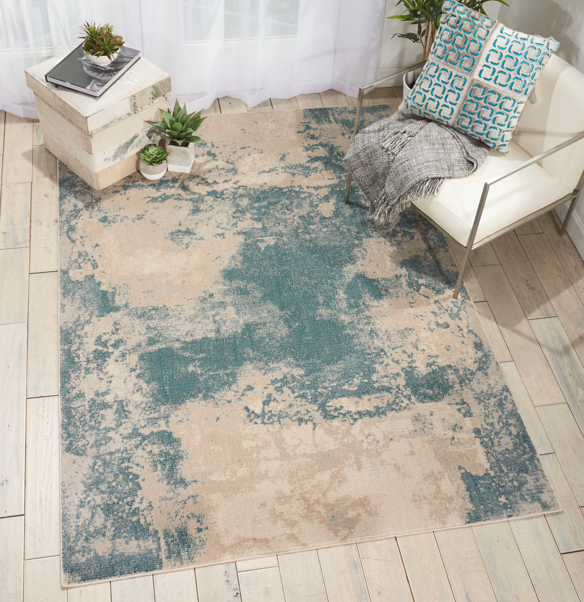 Nourison Maxell MAE13 Ivory Teal Rug