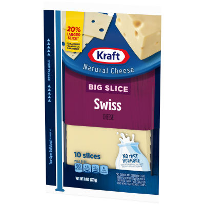 Kraft Big Slice Swiss Natural Cheese Slices 8 oz Film Wrapped