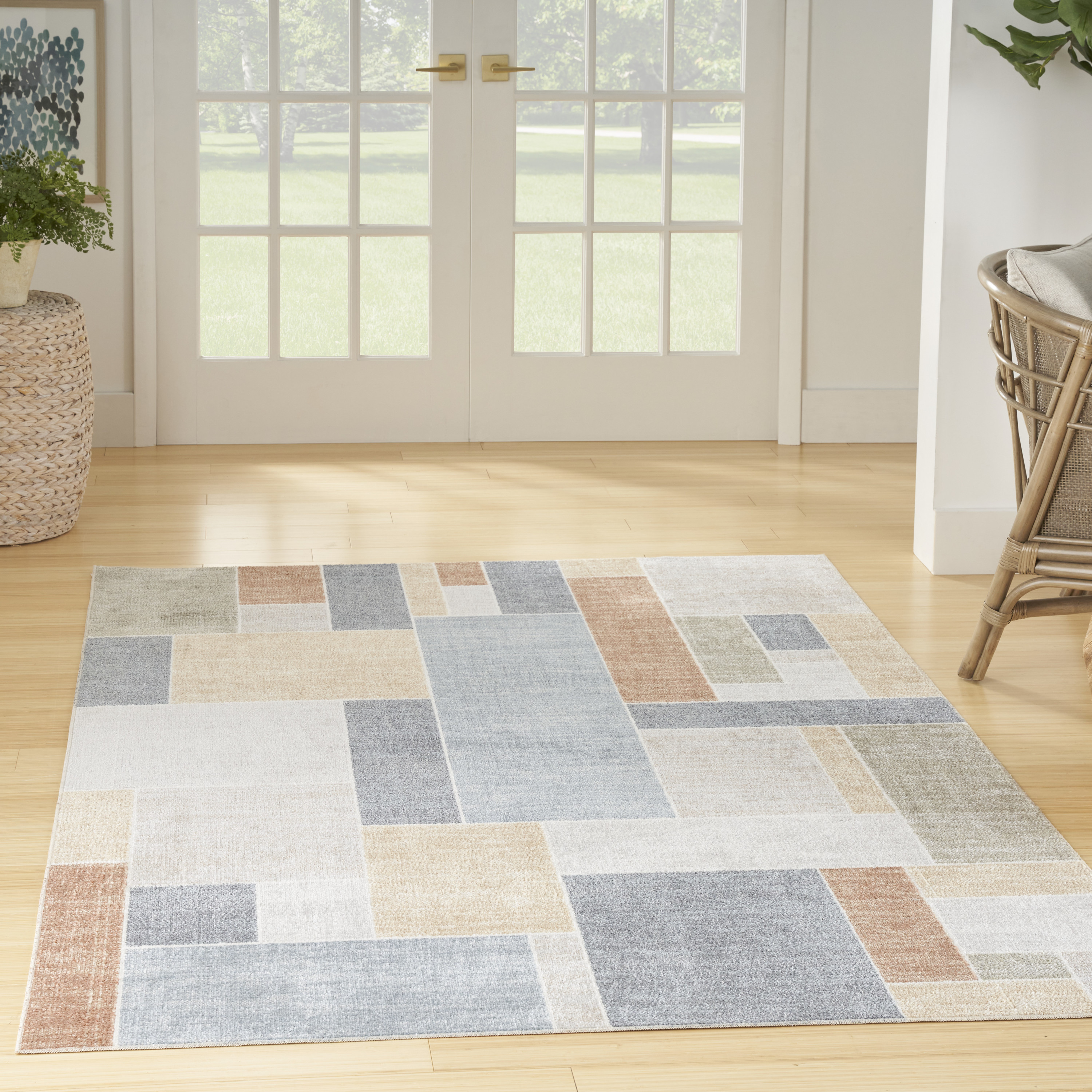 Nourison Astra Machine Washable 4' x 6' Multicolor Contemporary Indoor Rug