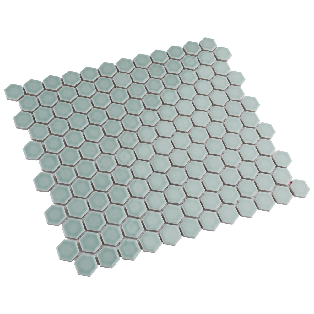 Tribeca 1″ Hex Glossy Mist 10-1/4 in. x 11-7/8 in. Porcelain Mosaic Tile