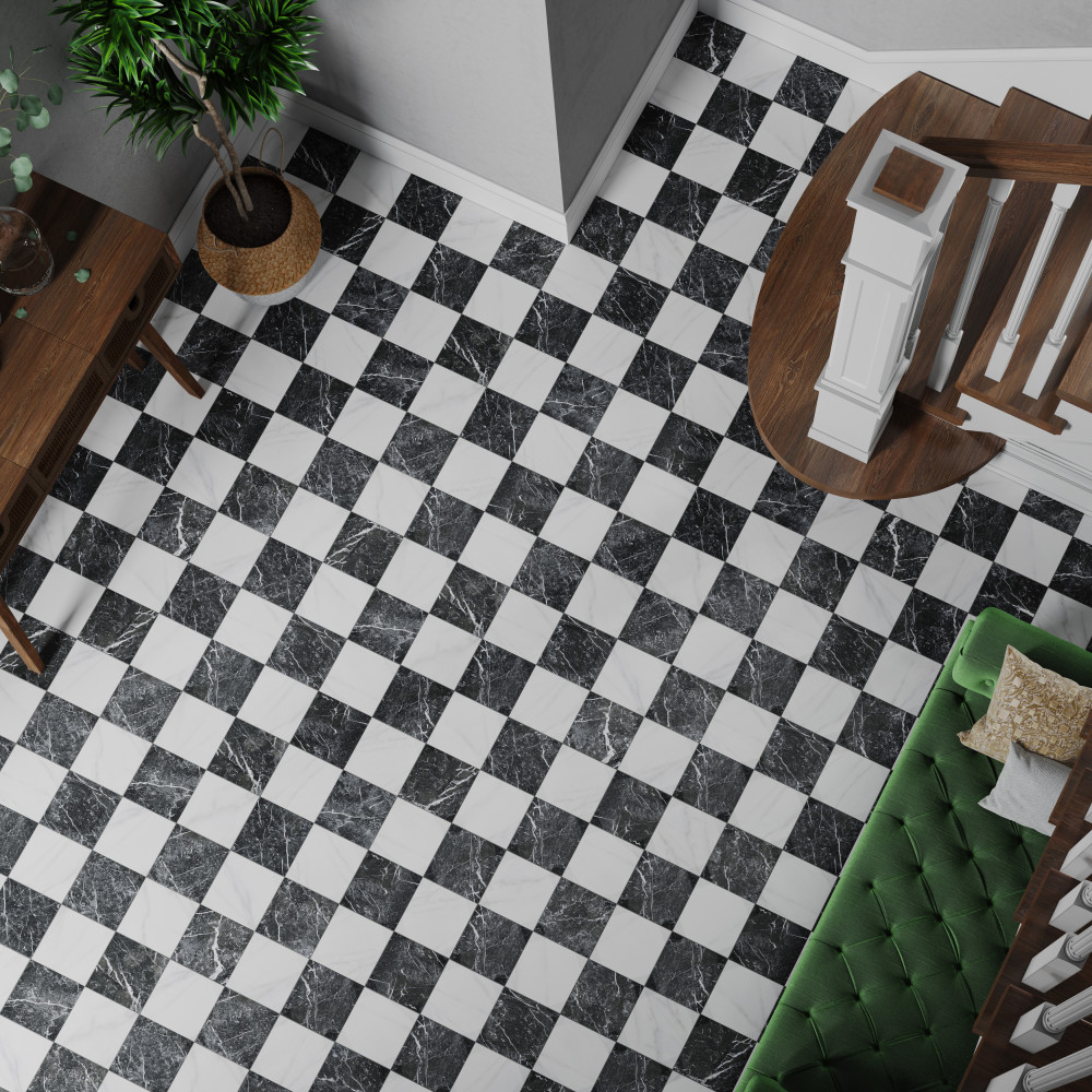 Sample – Merzoni Checker Ruzzini Porcelain Floor and Wall Tile