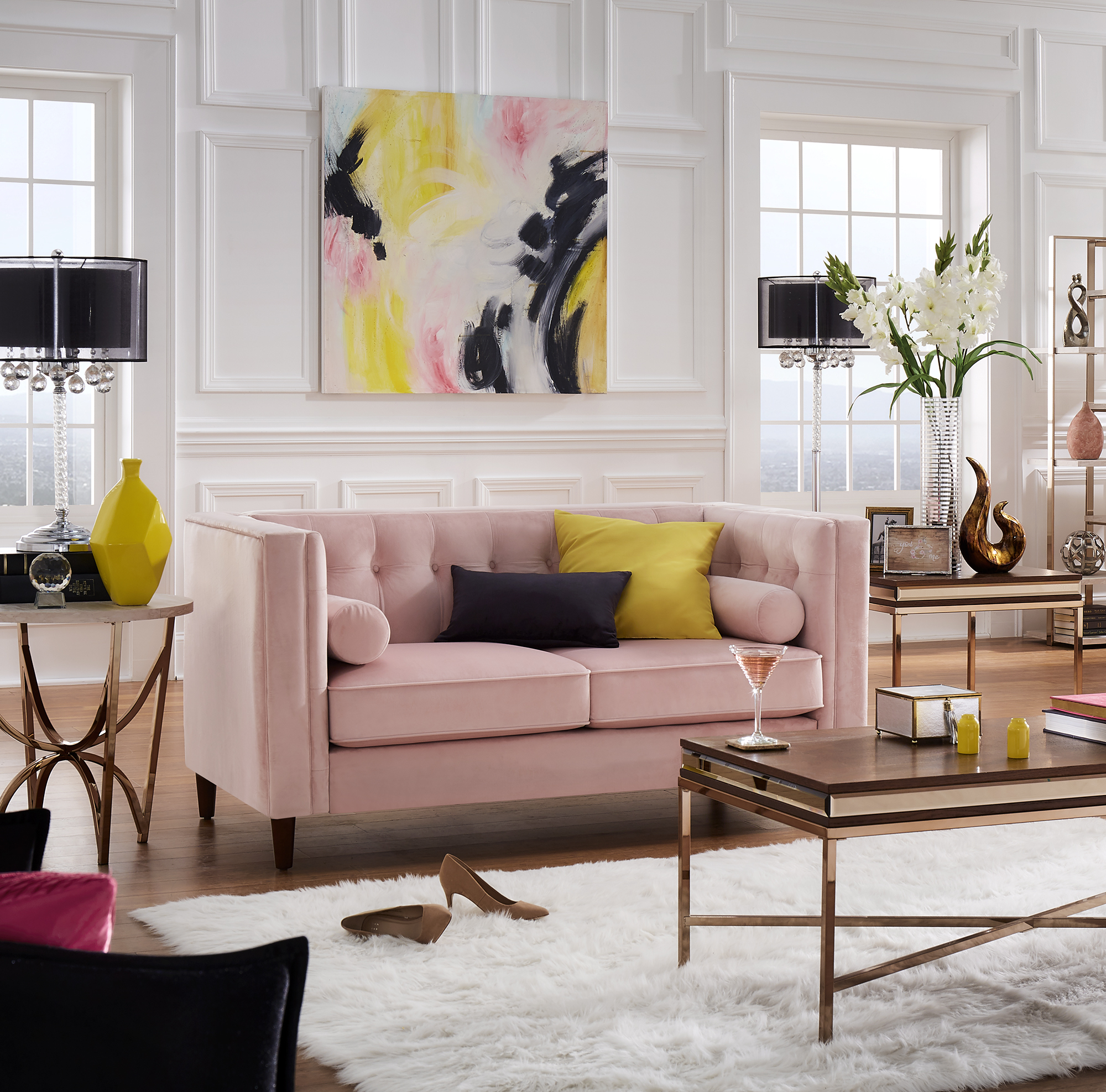 Tuxedo Loveseat with Accent Pillows