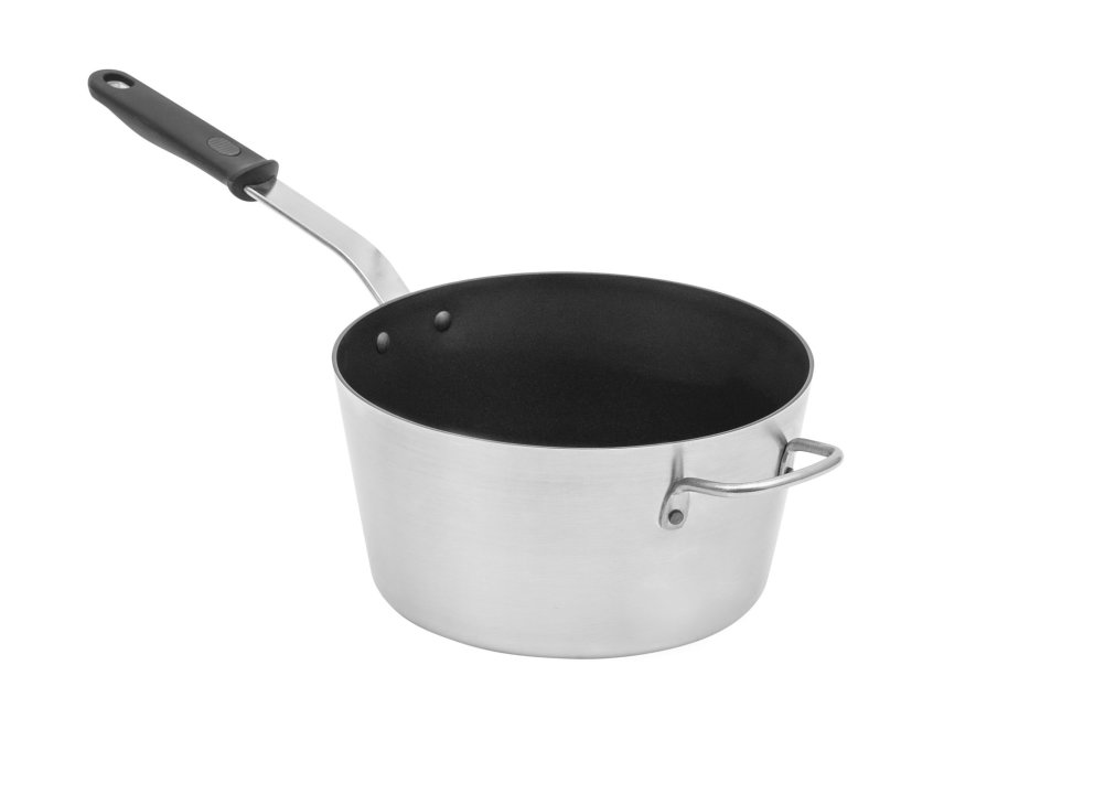7-quart Wear-Ever® tapered aluminum saucepan with SteelCoat x3™ nonstick coating and silicone handle