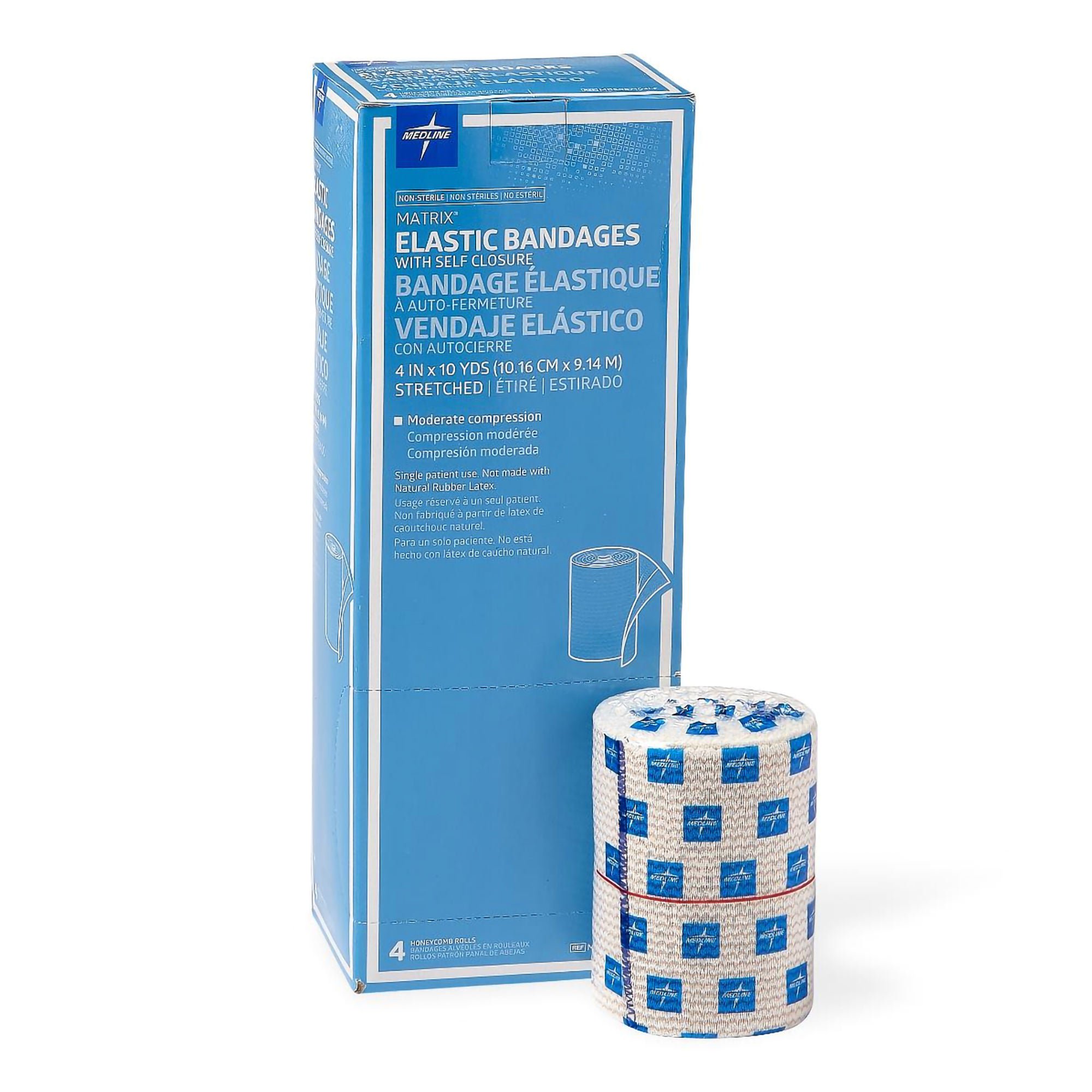 Medline Matrix® Elastic Bandage with Self-Closure, Stretched, 4 Inch x 10 Yard