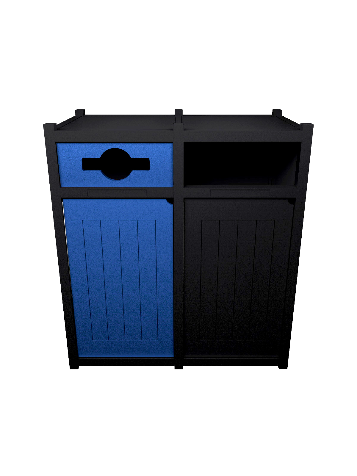 Busch Systems Aspyre Collection Vision Series triple in black with blue and black doors and openings