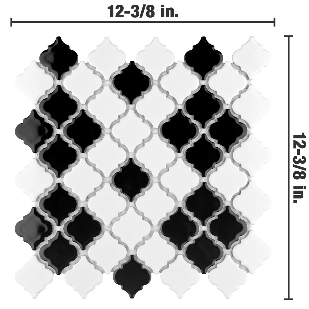 Hudson Tangier Black and White Mimos 12-3/8 in. x 12-3/8 in. Porcelain Mosaic Tile