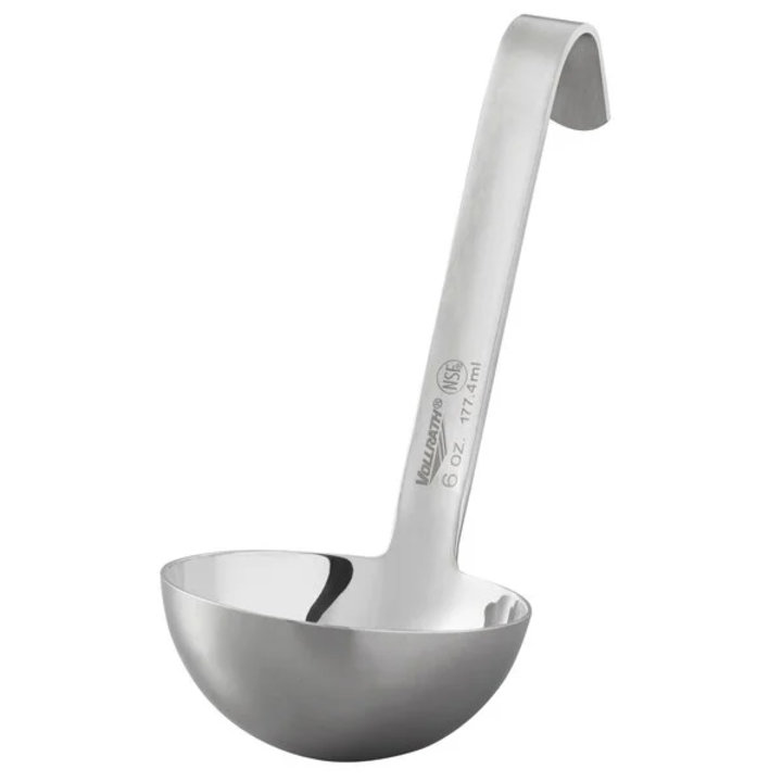 6-ounce one-piece heavy-duty stainless steel ladle with short handle