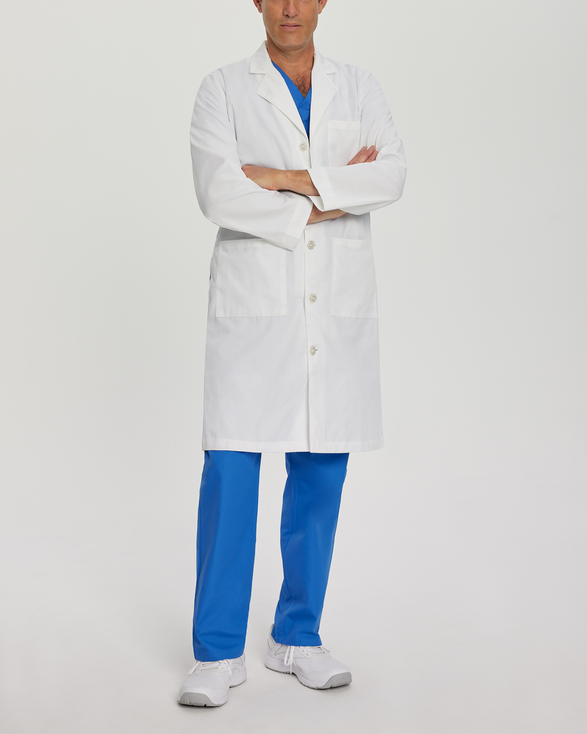Landau Men&#8216;s 3-Pocket Full-Length White Coat-White Coats