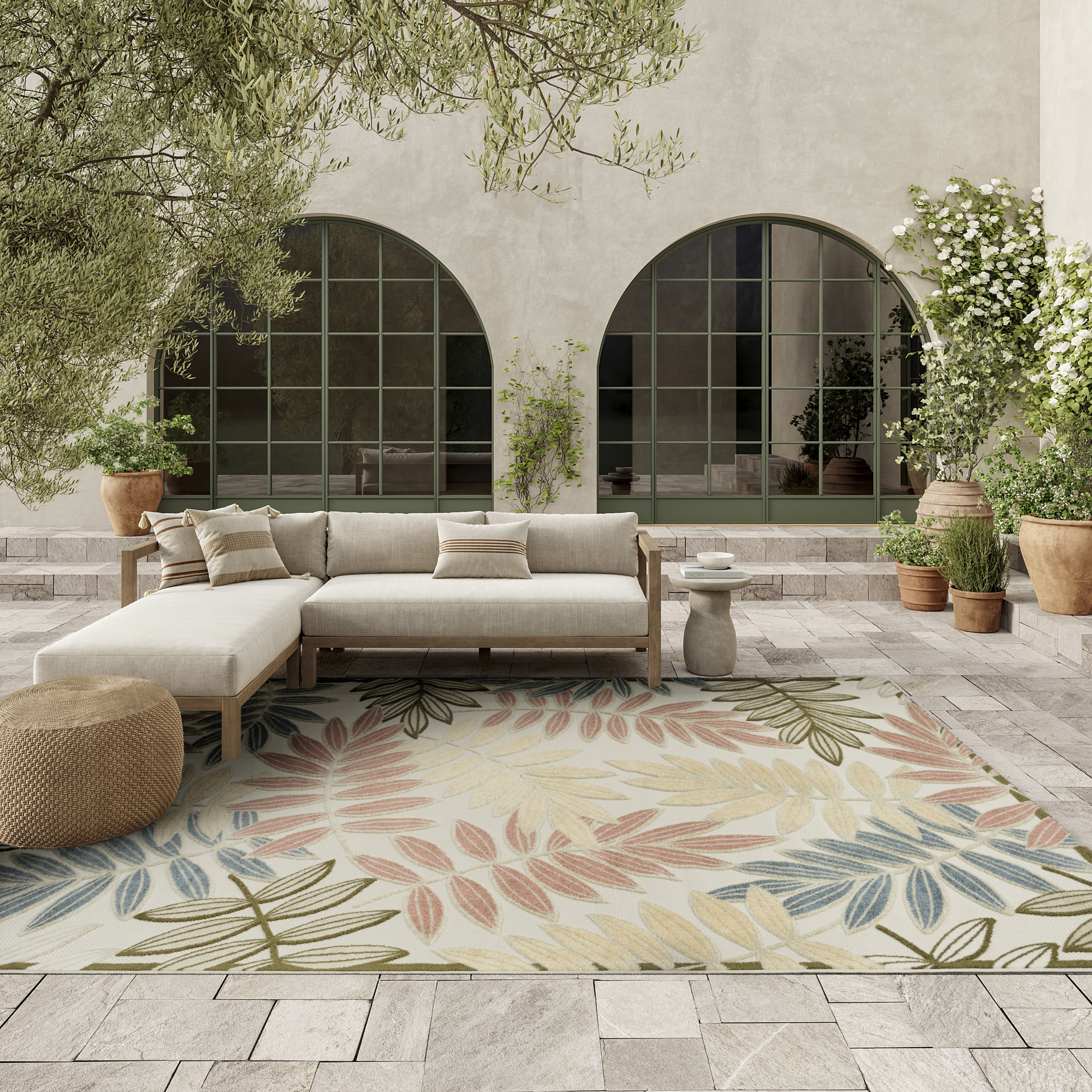 Nourison Aloha 7'10" x 10'6" Ivory Rose Modern Rug