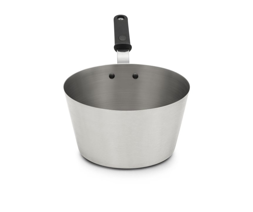 2-quart heavy-duty stainless steel tapered saucepan and silicone handle