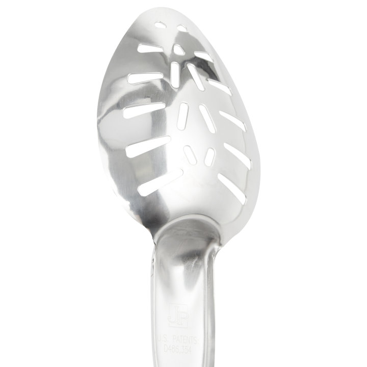 14-inch heavy-duty stainless steel slotted basting spoon with black Ergo Grip™ handle