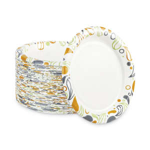 Boardwalk, Deerfield Printed Paper Plates, 9" dia, Coated/Soak Proof, Multicolor