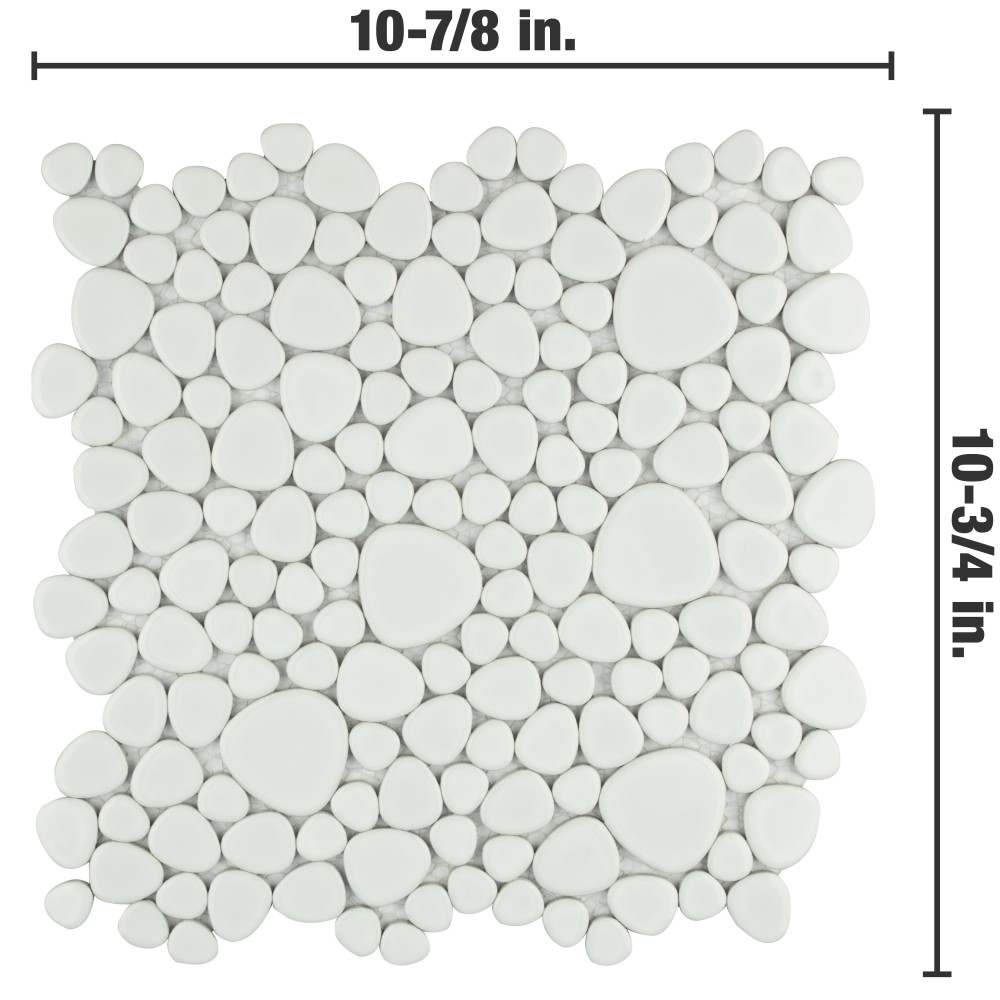 Pebble White 10-3/4 in. x 10-7/8 in. Porcelain Mosaic Tile