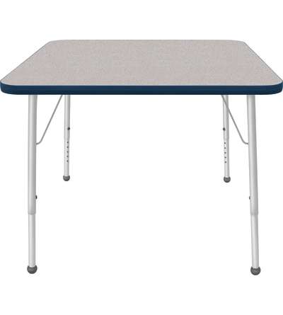 Creative Colors® Activity Table, Square, 36" x 36", Gray Nebula Top Color, Navy Edge Color, Standard Leg Height, Platinum Silver