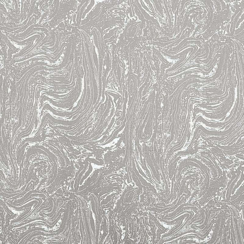 Gray-and-white marbled wallpaper with swirling vein pattern and matte texture, covering a flat vertical surface uniformly, set against a neutral, evenly lit background with no furniture or windows visible.