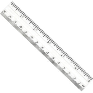 Double Bevel Plastic Ruler, 6", Clear