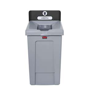 Rubbermaid Commercial, Slim Jim, Recycling Station 1-Stream Landfill, 33 gal, Resin, Gray, Square, Receptacle
