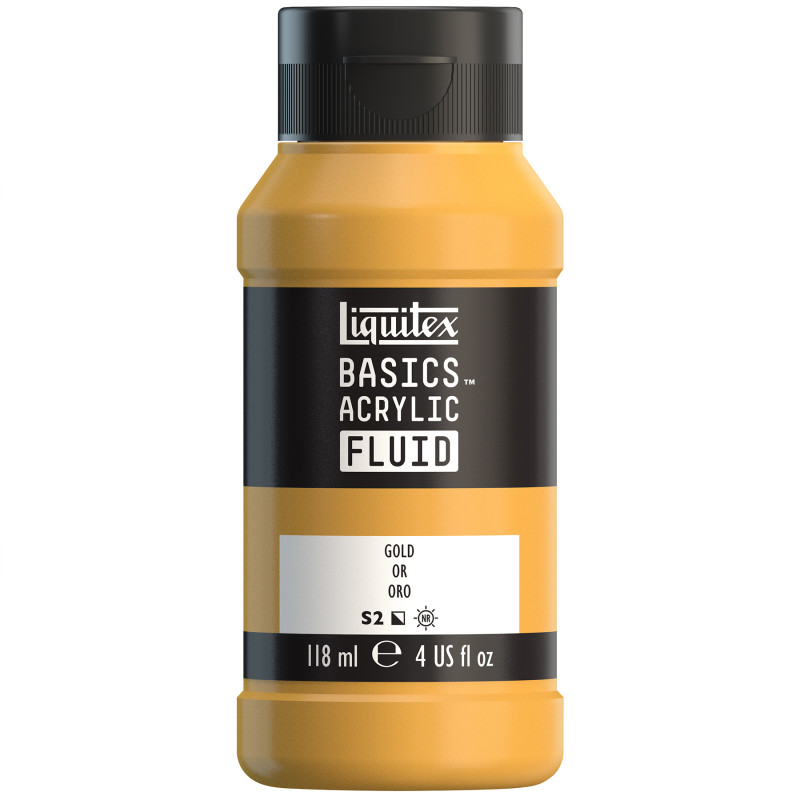 BASICS Acrylic Fluid, 118 mL Bottle, Gold