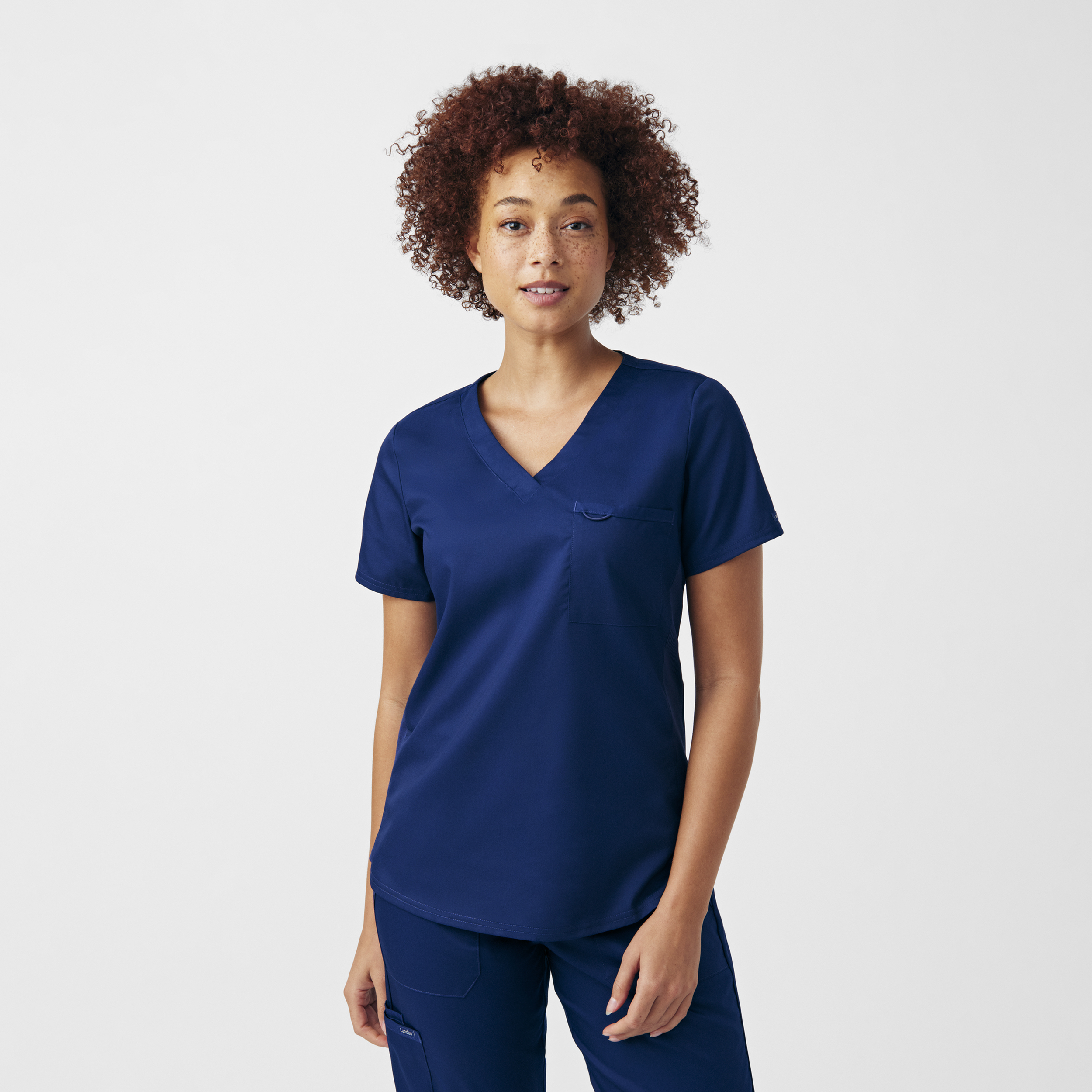 Landau ProFlex LT107 Women‘s 2-Pocket Wrinkle Resistant V-Neck Scrub Top with Rib Knit Side Panels-Landau
