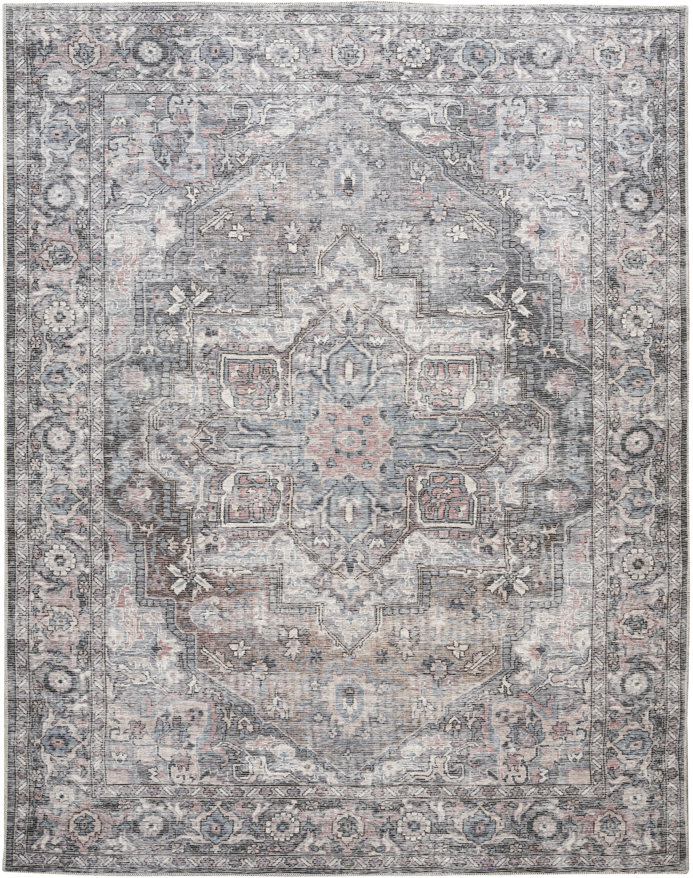 Nourison New Concept Washables 7'10" x 9'10" Grey Vintage Indoor Rug