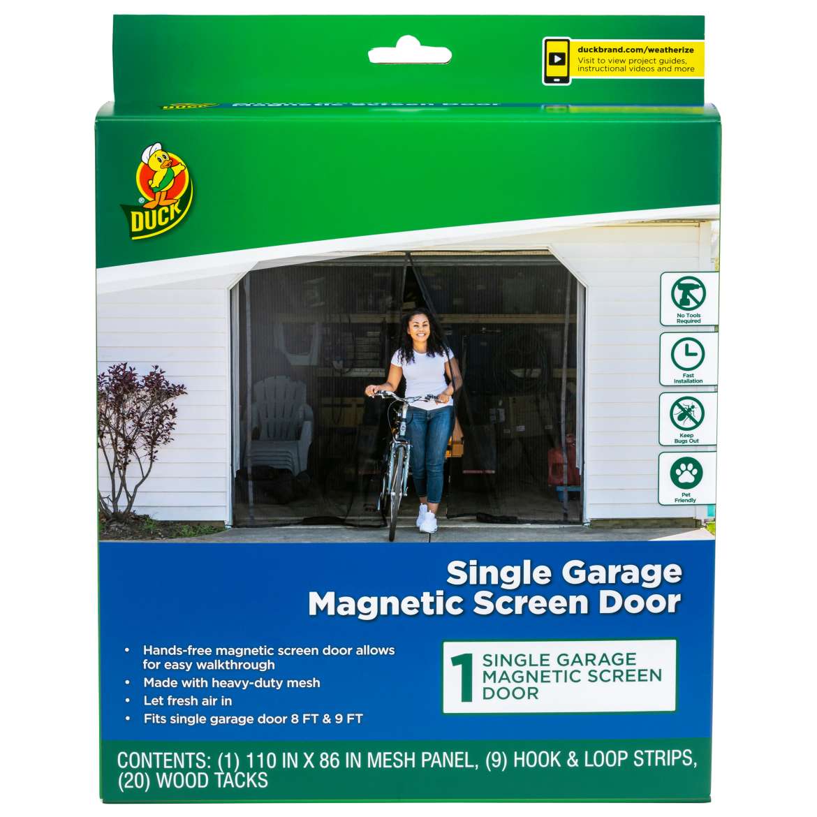 Duck® Brand Hands-Free Magnetic Single Garage Door Screen