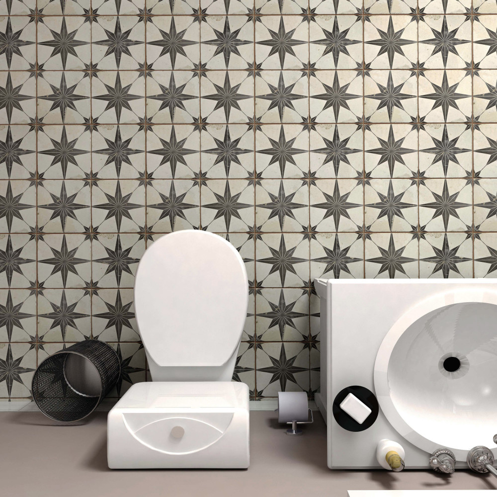 Kings Star Nero 17-5/8 in. x 17-5/8 in. Ceramic Floor and Wall Tile